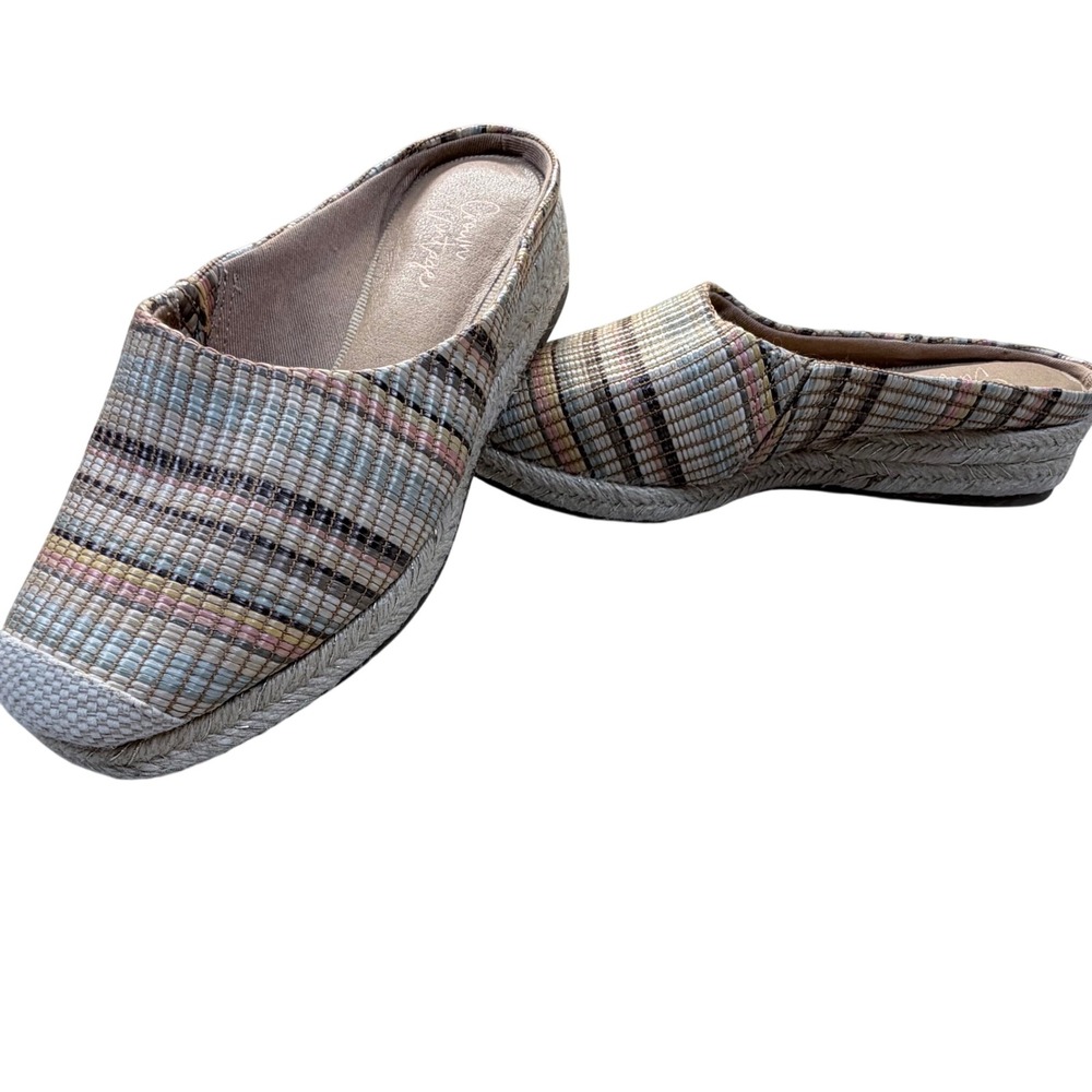 Crown‎ Vintage Lonari Mules Womens 6.5 Multicolor Striped Espadrille Wedge
